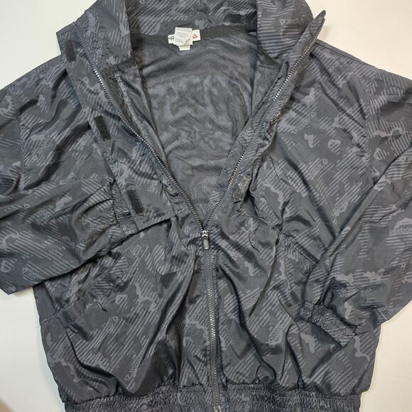 Reebok Womens M Black Printed Focus Track Jacket with Front Pockets Flap - Picture 5 of 10